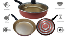Carregar imagem no visualizador da galeria, Frigideira WPan Braiser Antiaderente Vermelha 24cm (BÔNUS DE 1 TAMPA E 1 ESPÁTULA)